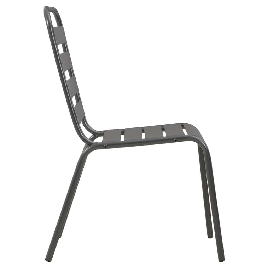 Stackable Patio Dining Chairs Set of 2 Dark Grey Steel K3805
