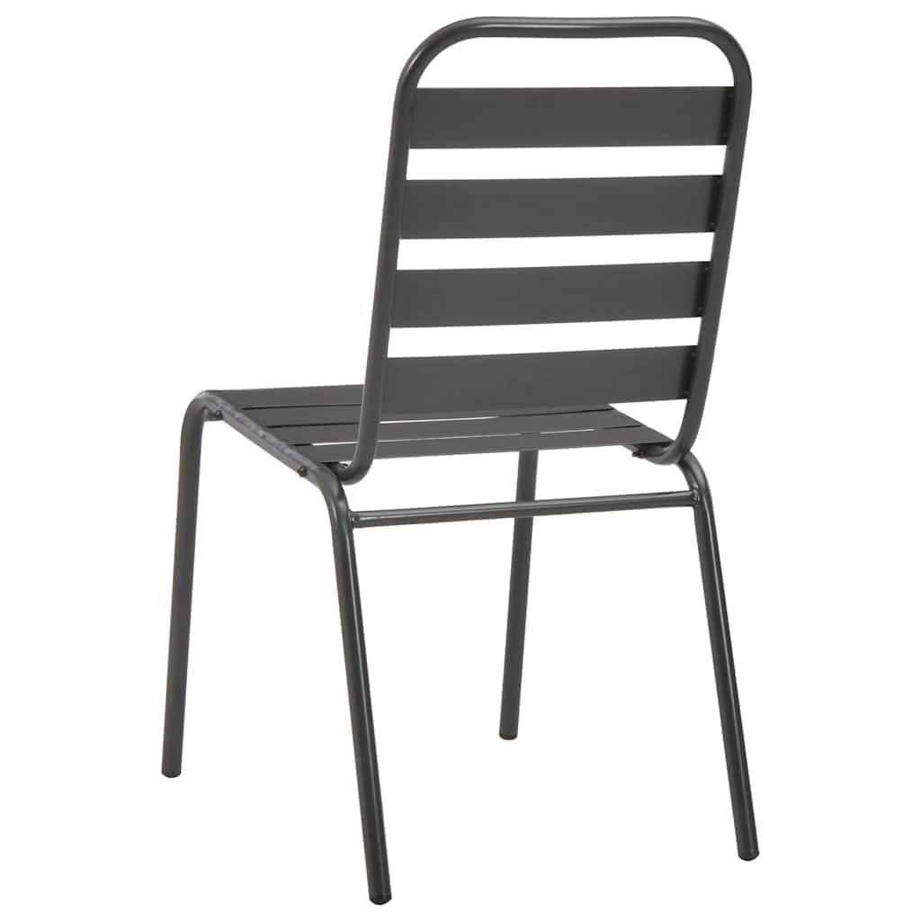 Stackable Patio Dining Chairs Set of 2 Dark Grey Steel K3805