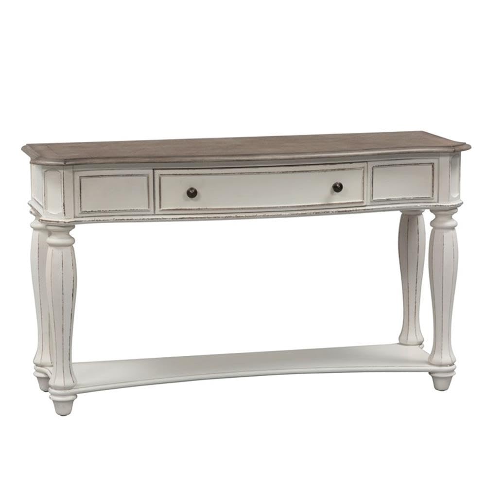 Antique White Wood Console Table with 1 Drawer & 1 Shelf F7001