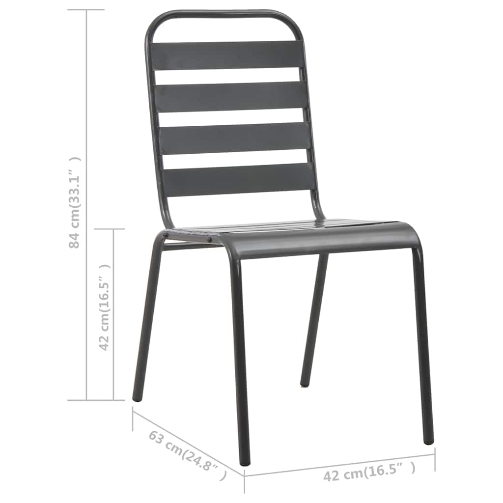 Stackable Patio Dining Chairs Set of 2 Dark Grey Steel K3805