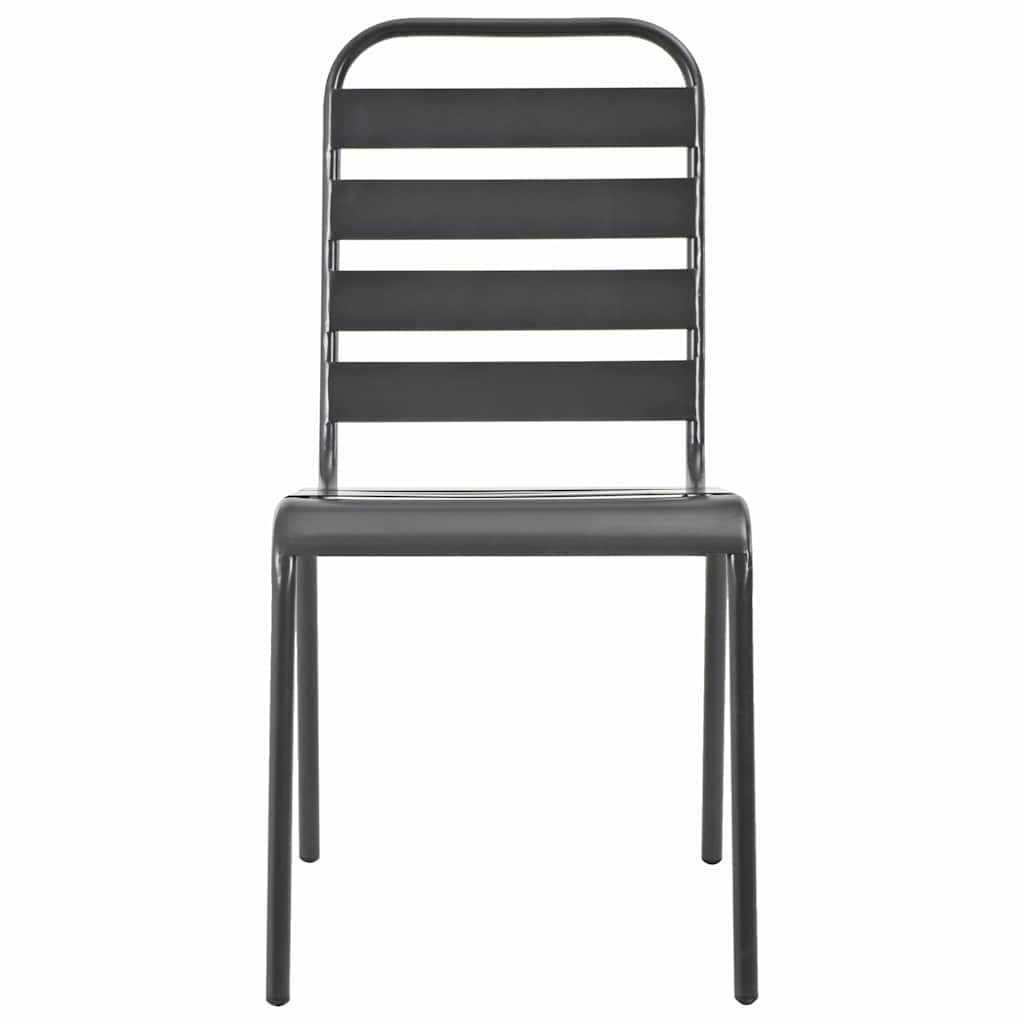 Stackable Patio Dining Chairs Set of 2 Dark Grey Steel K3805