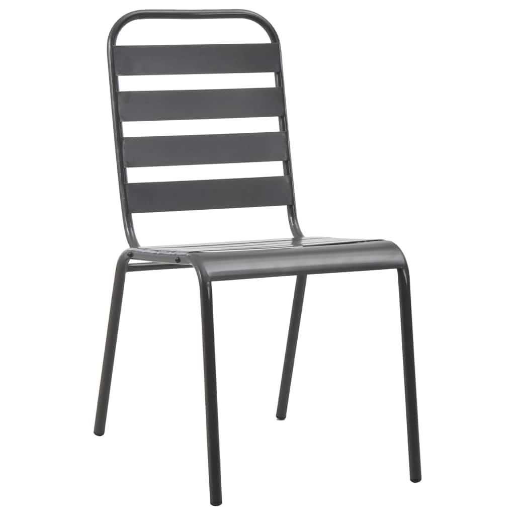 Stackable Patio Dining Chairs Set of 2 Dark Grey Steel K3805