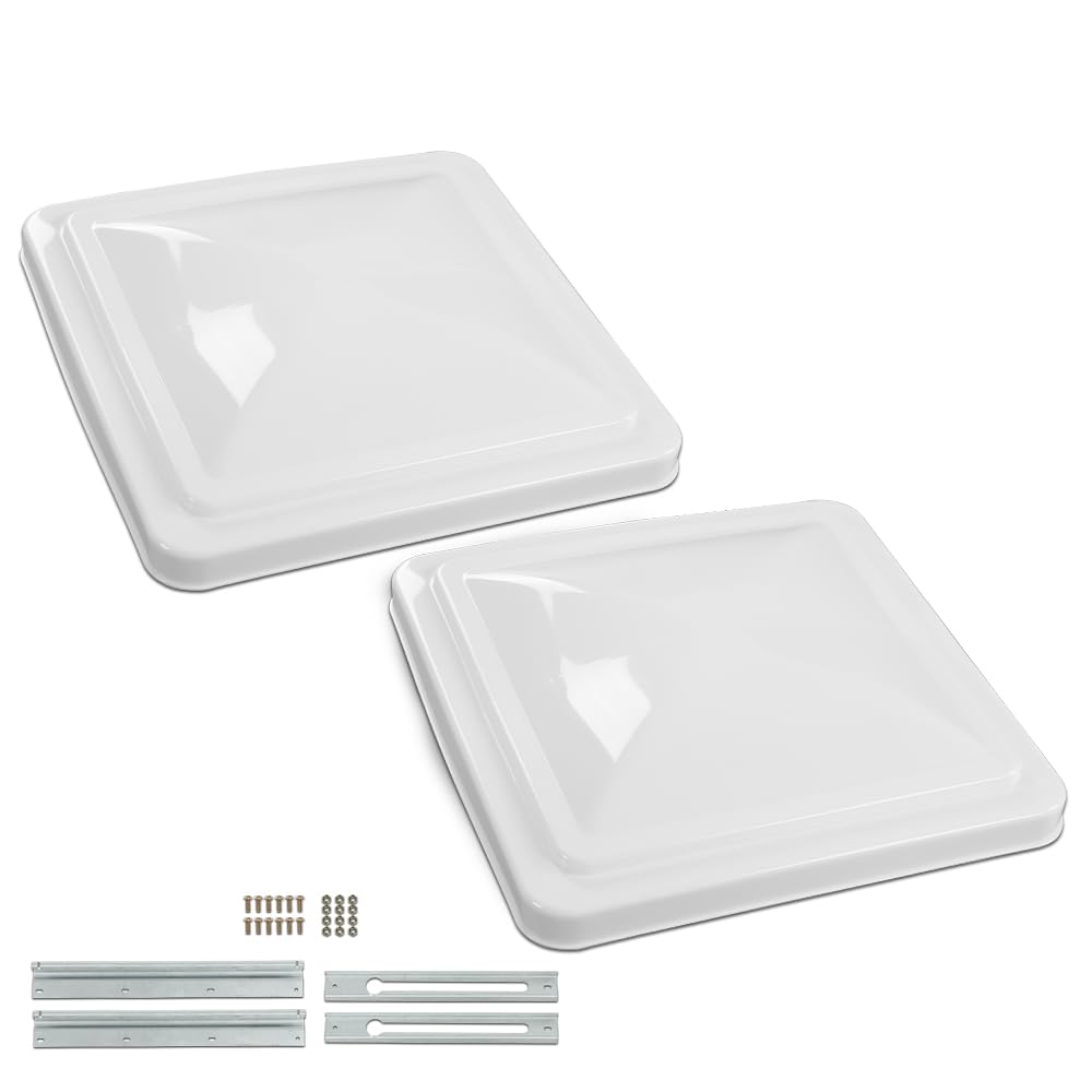 White 14" x 14" RV Roof Vent Cover 2 Pcs Q56982