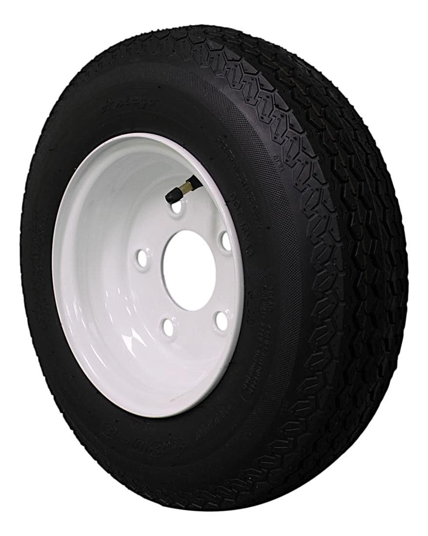 8 Trailer Tire & Wheel, Load Range C, 5 Lug White, 1 Pack A4748