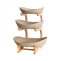 3-Tier Ceramic Fruit Basket with Bamboo Tray D752