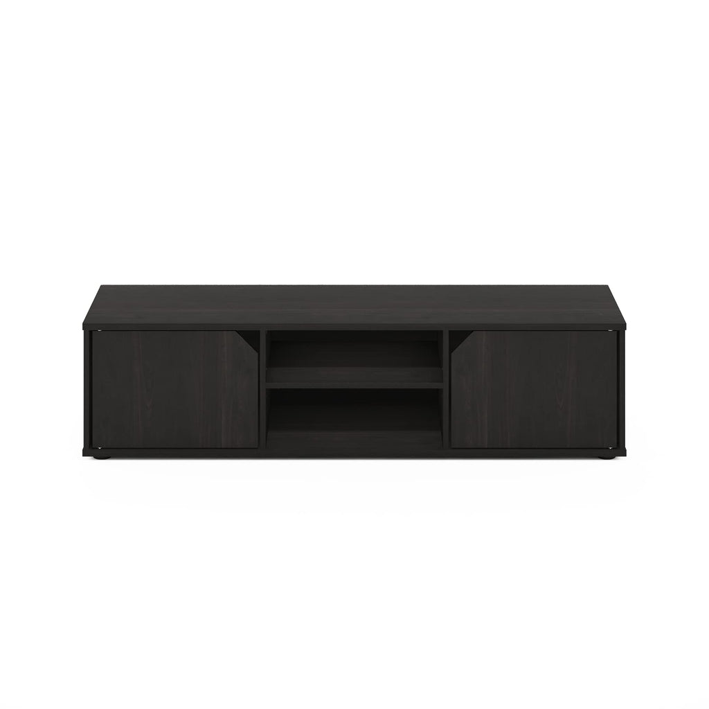 Espresso 2-Tier TV Stand with Open Shelf and Door Cabinets A981