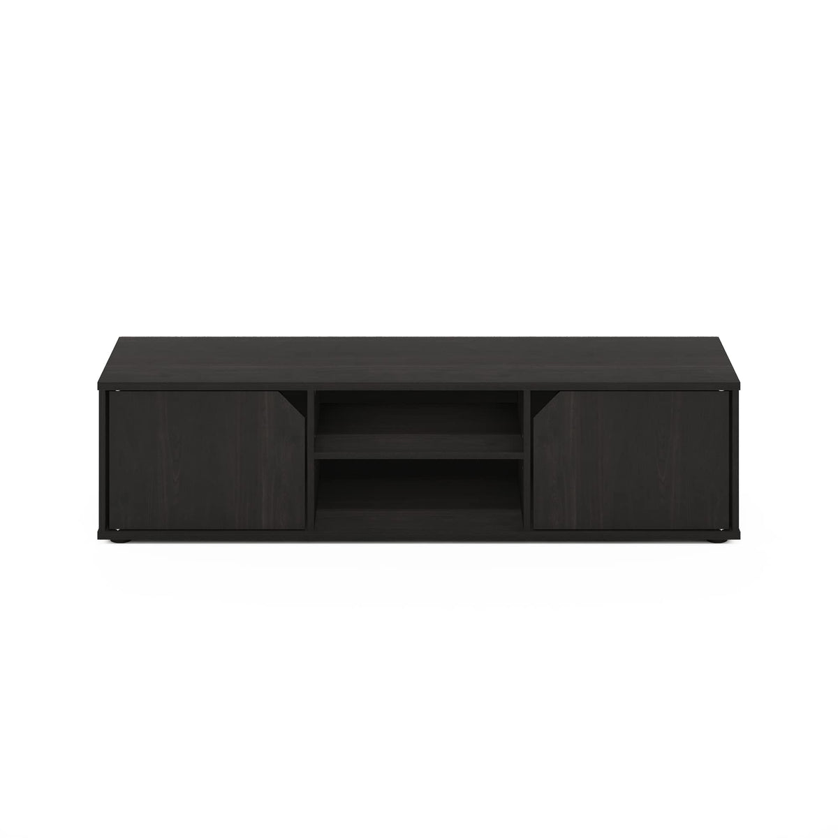 Espresso 2-Tier TV Stand with Open Shelf and Door Cabinets A981