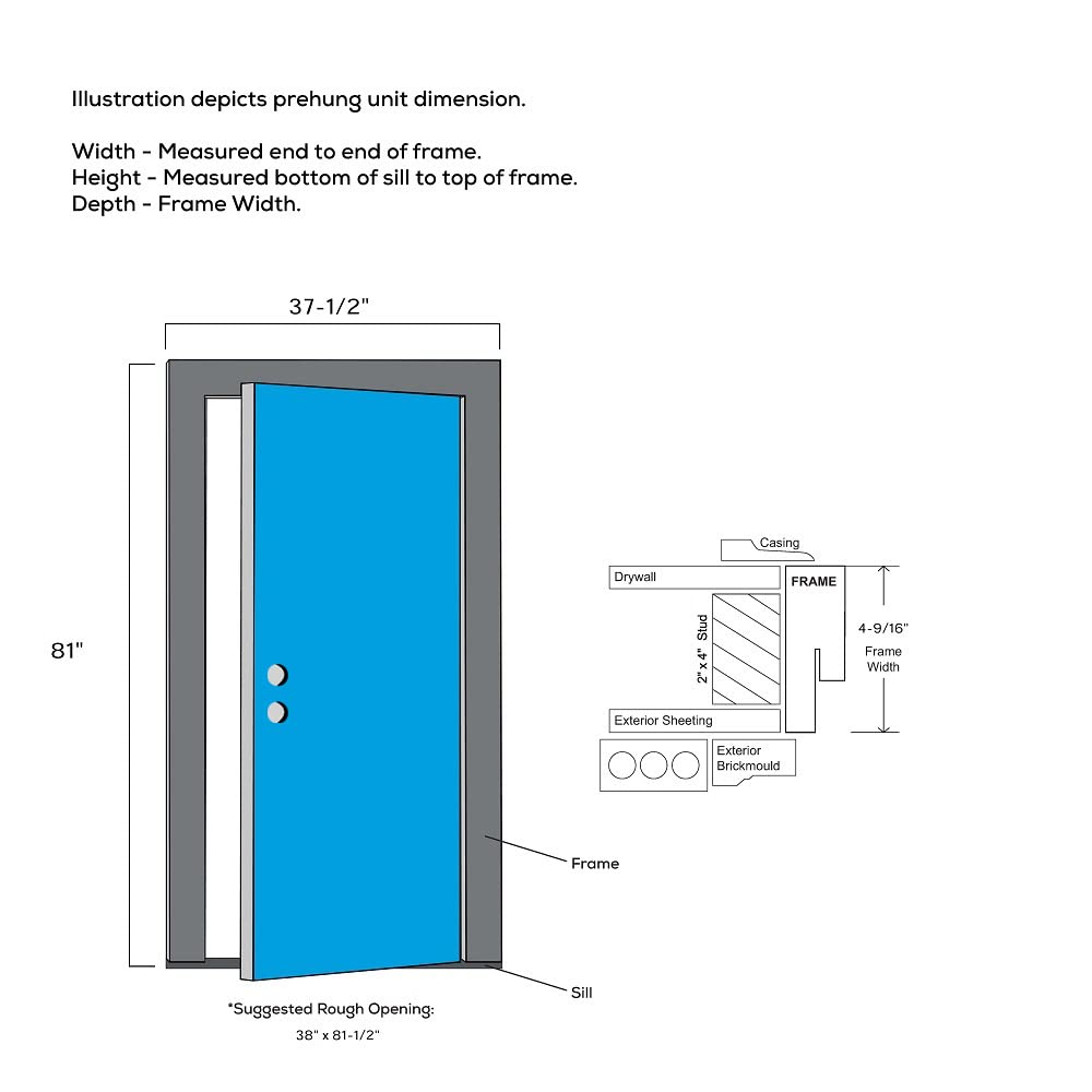 Steel Primed Left Hand Outswing Prehung Door Full Lite 36"x80" Z7504