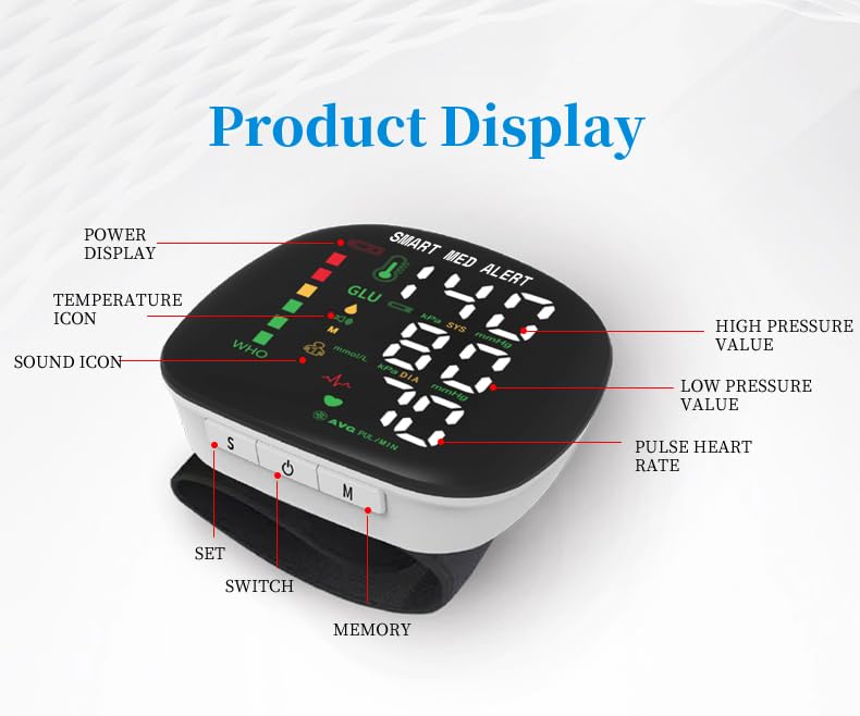 Rechargeable Wrist Blood Pressure Monitor with Adjustable Cuff C82950