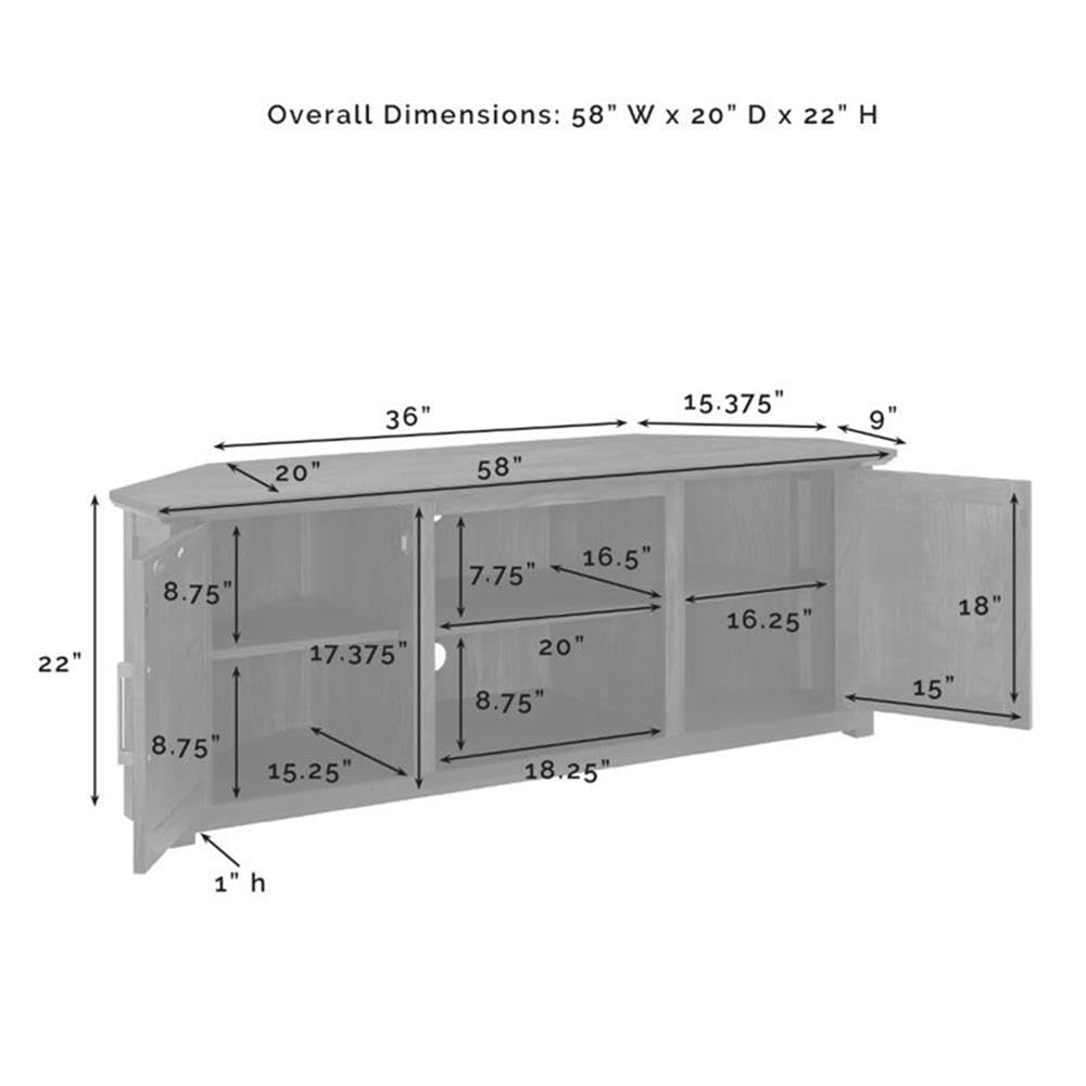 58" Rustic Wood Corner TV Stand, Dark Walnut Z4581
