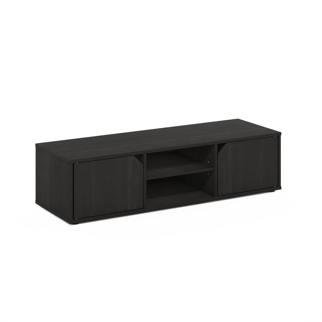 Espresso 2-Tier TV Stand with Open Shelf and Door Cabinets A981