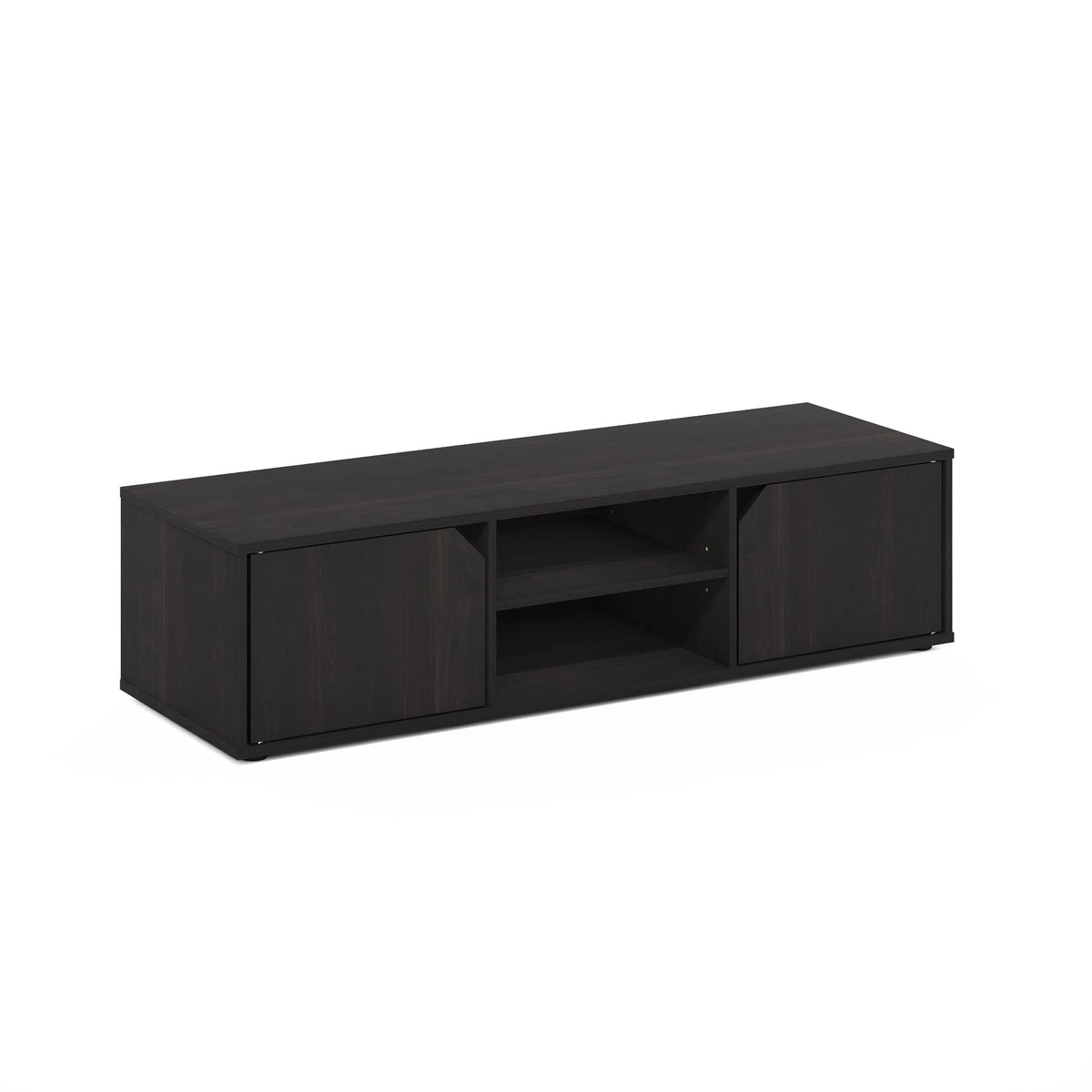 Espresso 2-Tier TV Stand with Open Shelf and Door Cabinets A981