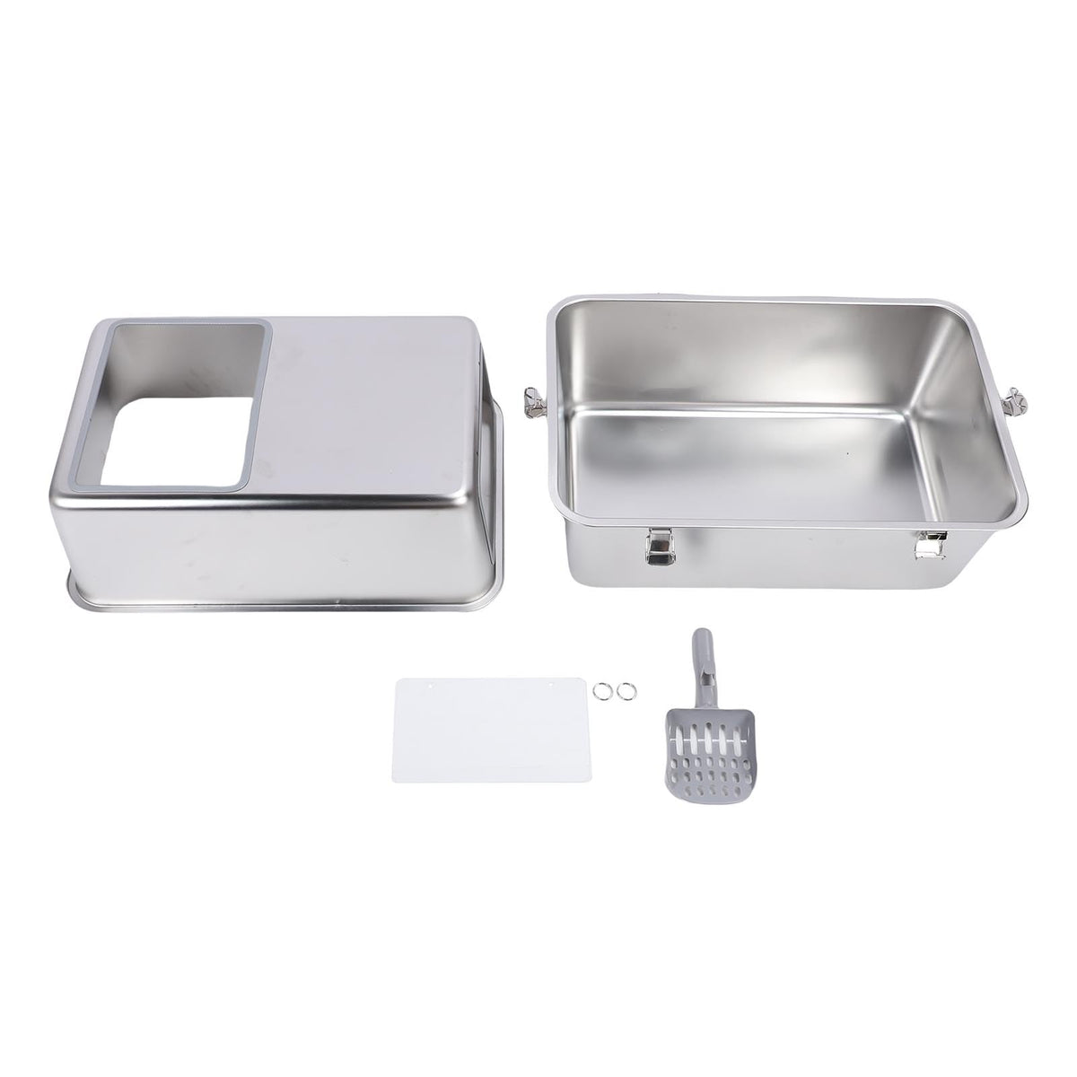 Enclosed Stainless Steel Top Entry Cat Litter Box with Scoop M72275