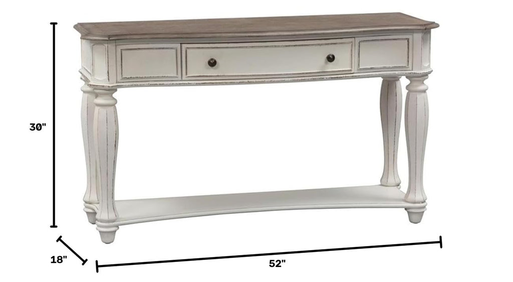 Antique White Wood Console Table with 1 Drawer & 1 Shelf F7001