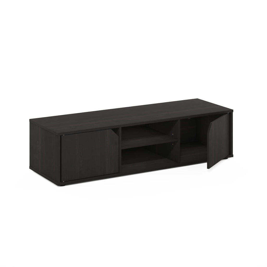 Espresso 2-Tier TV Stand with Open Shelf and Door Cabinets A981