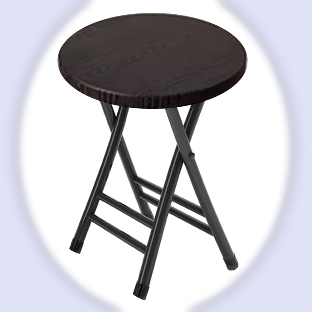 Portable Folding Stool 18in Black 300 Lbs Capacity F9139