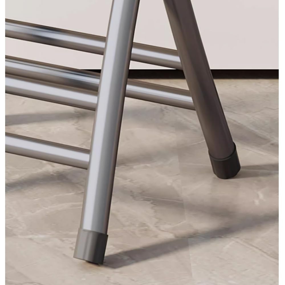 Portable Folding Stool 18in Black 300 Lbs Capacity F9139