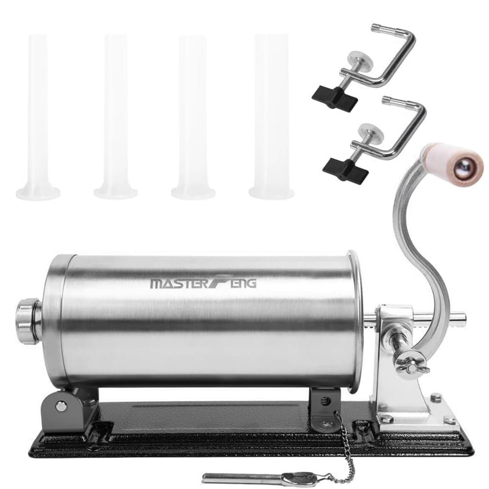 6 LBS Stainless Steel Sausage Stuffer with 4 Funnels K8336