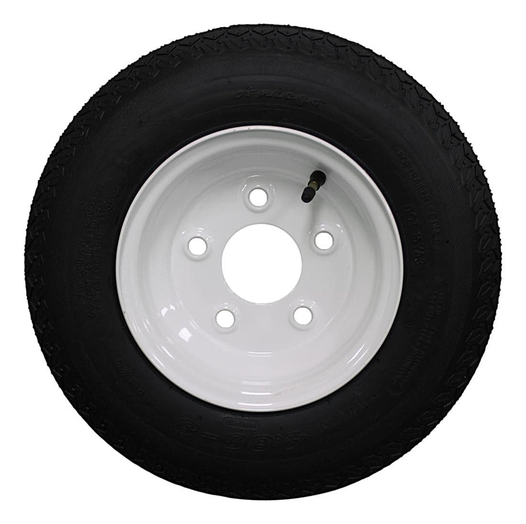 8 Trailer Tire & Wheel, Load Range C, 5 Lug White, 1 Pack A4748