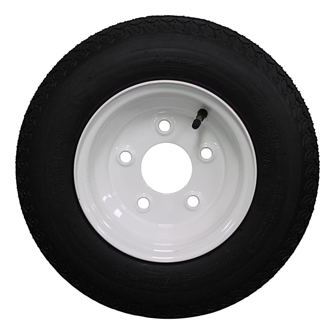 8 Trailer Tire & Wheel, Load Range C, 5 Lug White, 1 Pack A4748