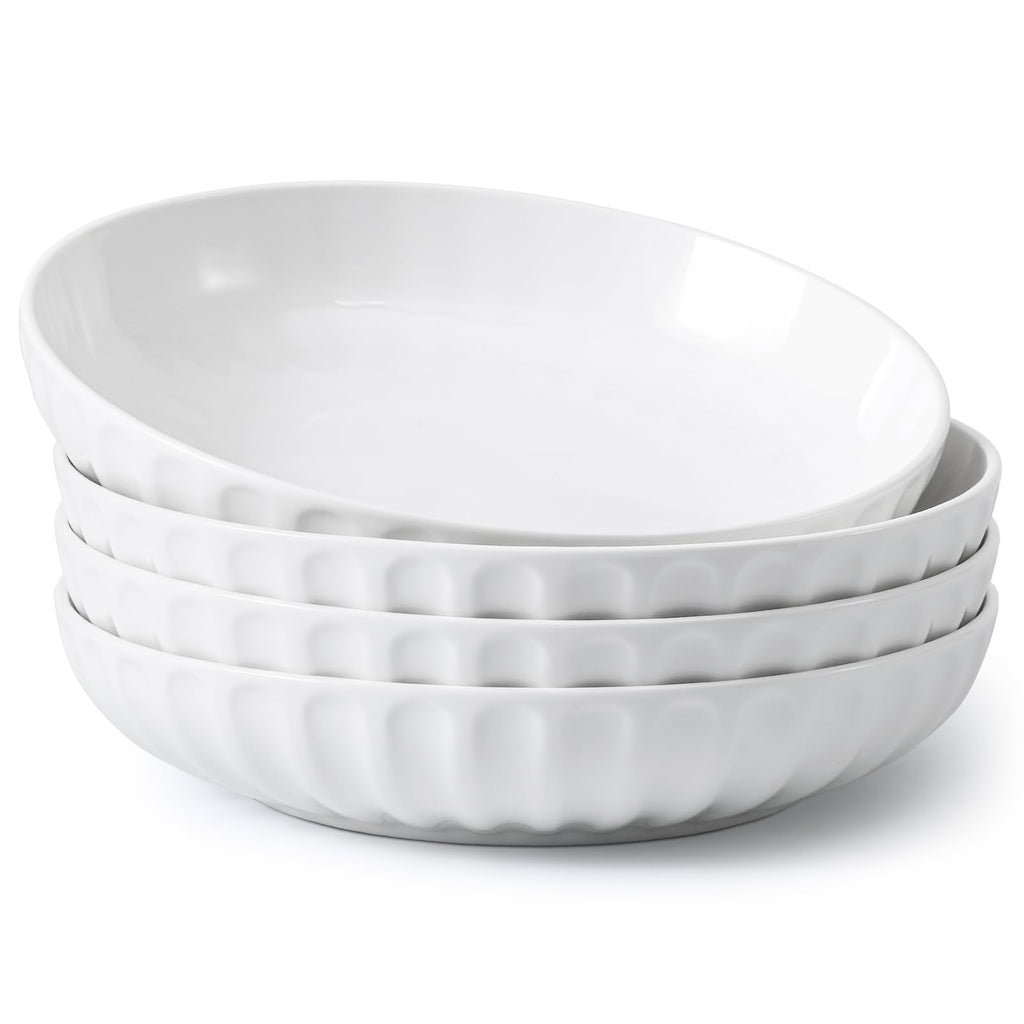 10" White Ceramic Pasta Bowls Set of 4 R428775