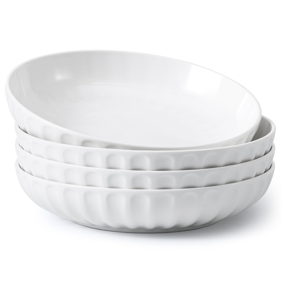 10" White Ceramic Pasta Bowls Set of 4 R428775