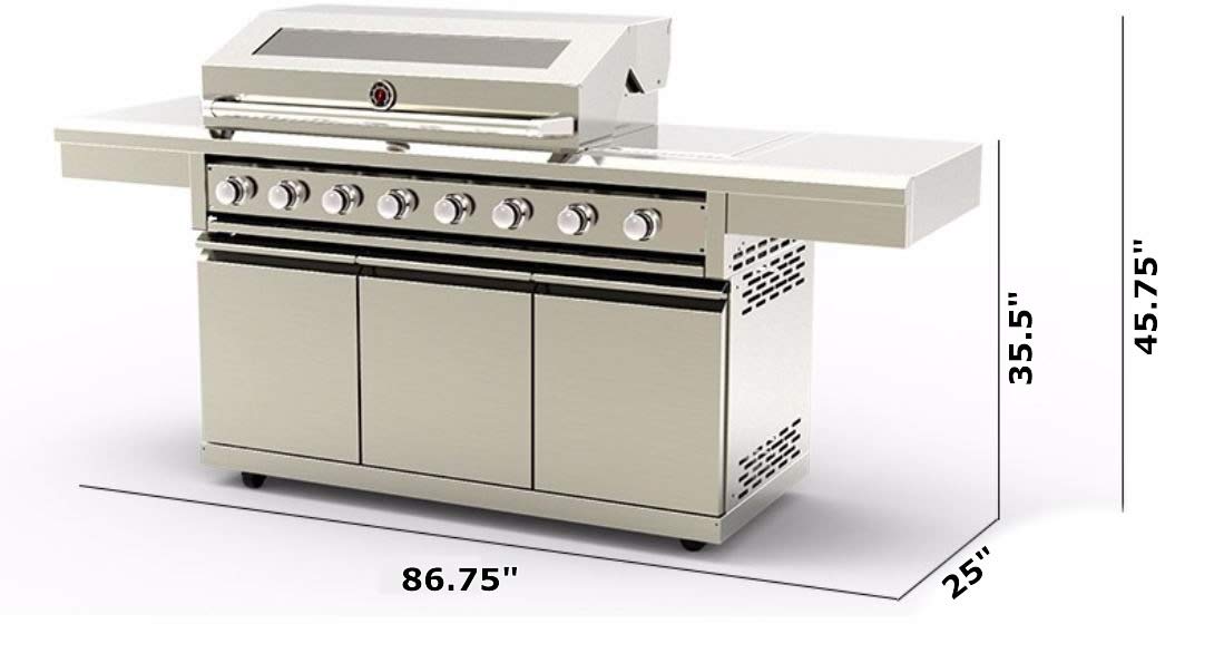 304 Stainless Steel 8 Burner Propane/Natural Gas BBQ Grill with Cover W391229