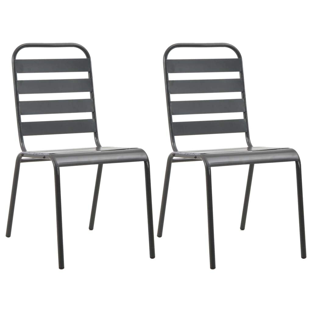 Stackable Patio Dining Chairs Set of 2 Dark Grey Steel K3805