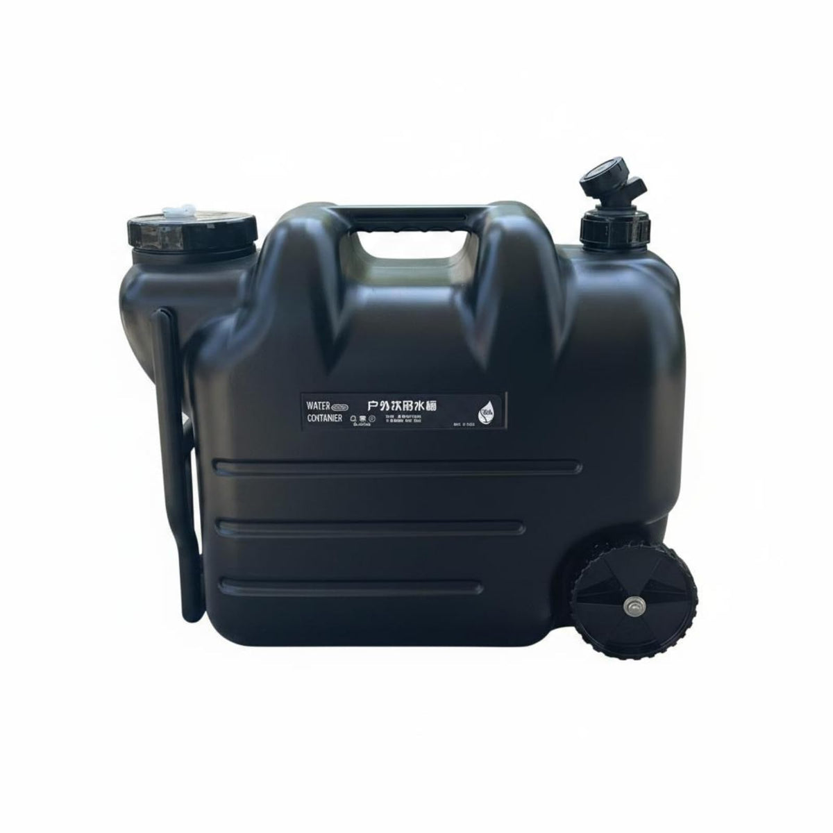 Black Portable Water Tank with Faucet and Wheels T7414
