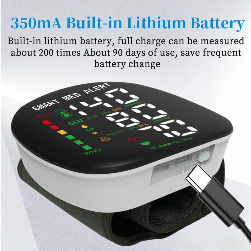Rechargeable Wrist Blood Pressure Monitor with Adjustable Cuff C82950