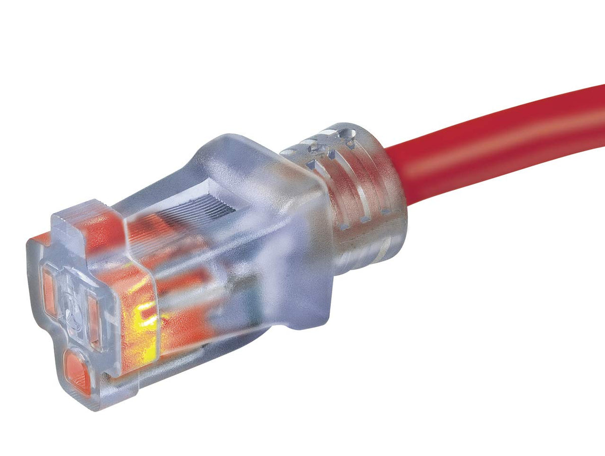 100-Foot 12/3 SJTW Outdoor Extension Cord with Light Indicator, Neon Red X463