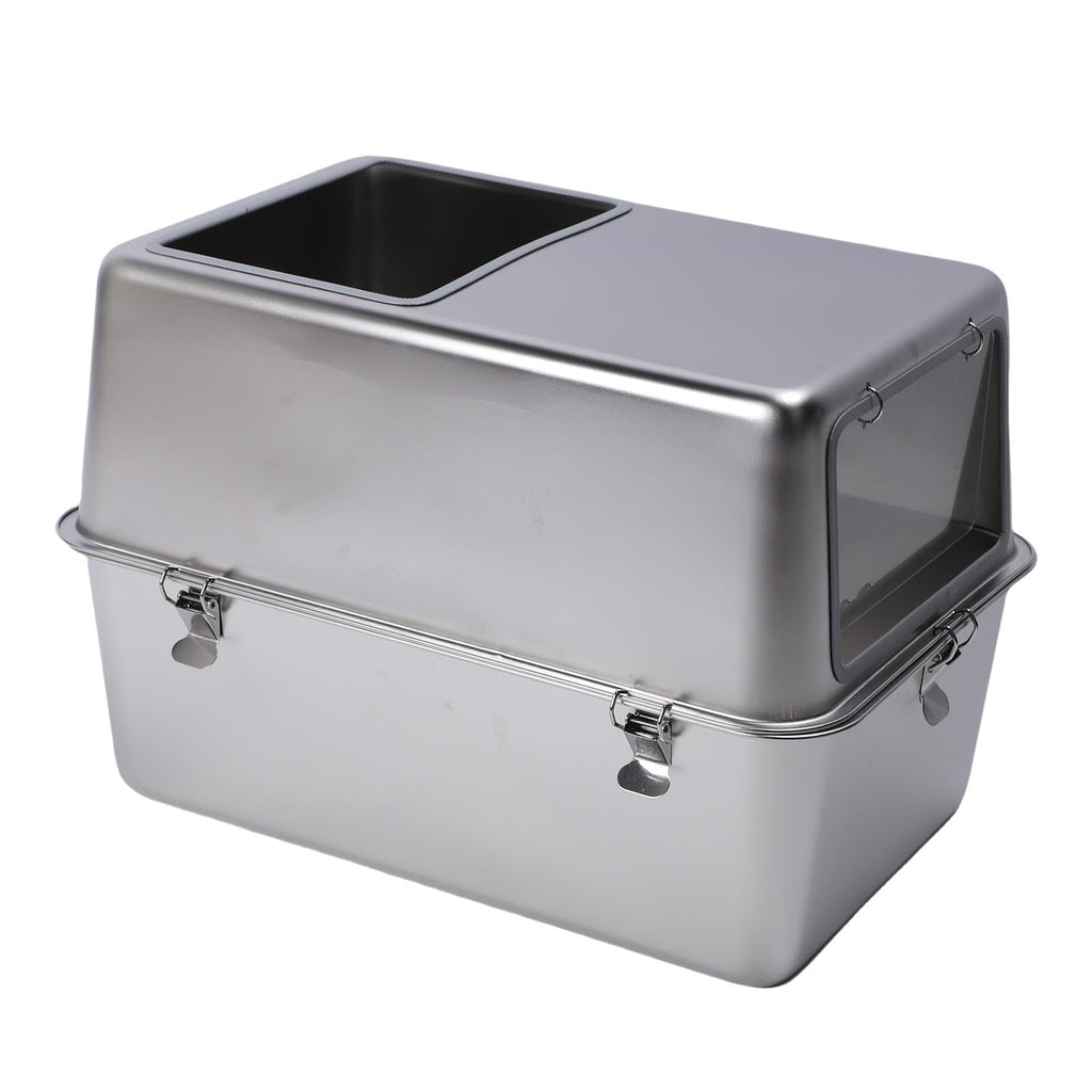Enclosed Stainless Steel Top Entry Cat Litter Box with Scoop M72275