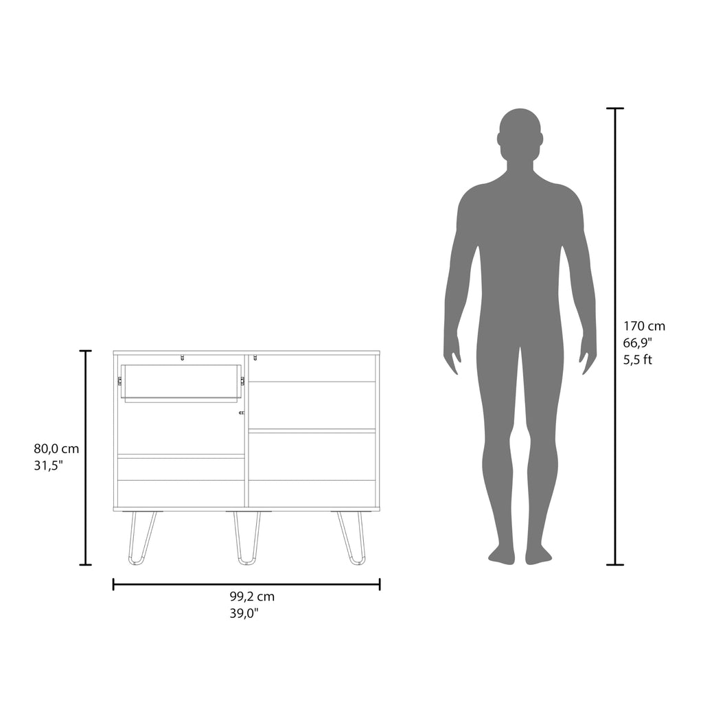 39" White Natural Oak Console Table with Storage T727