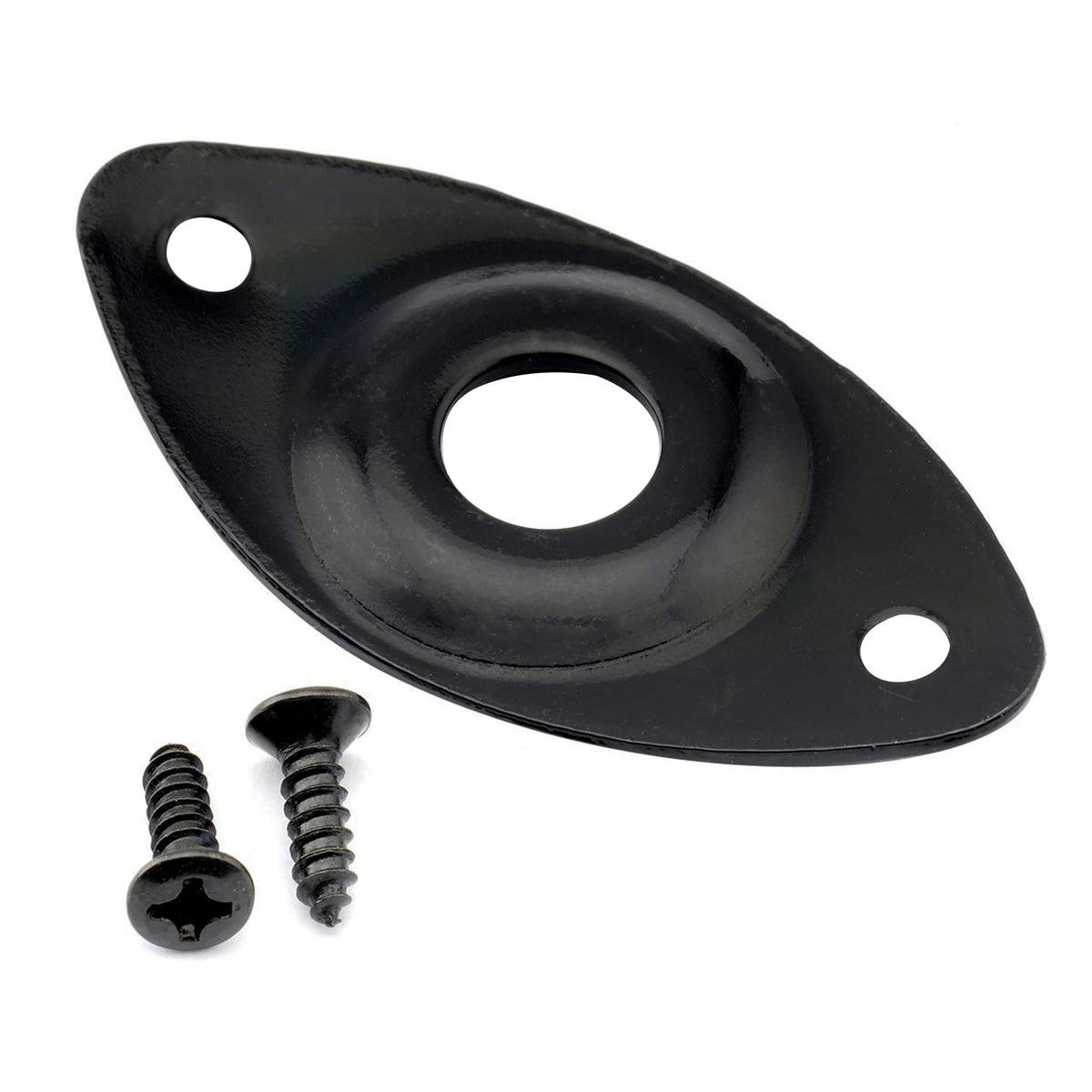 Black Curved Recessed Oval Guitar Jack Plate P622