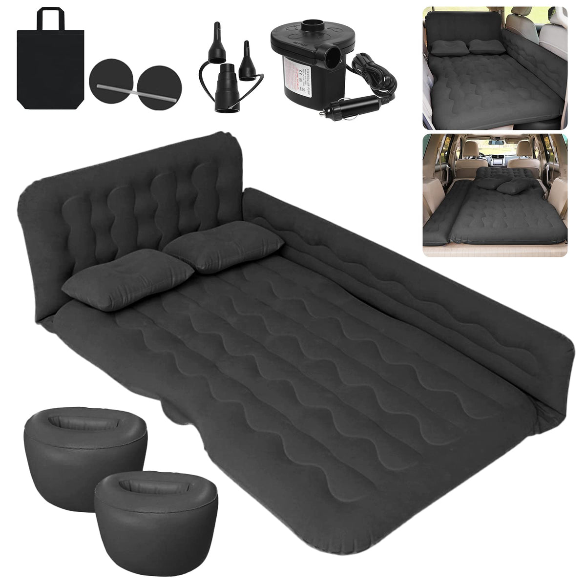 Black Car Air Mattress with Electric Pump L872507