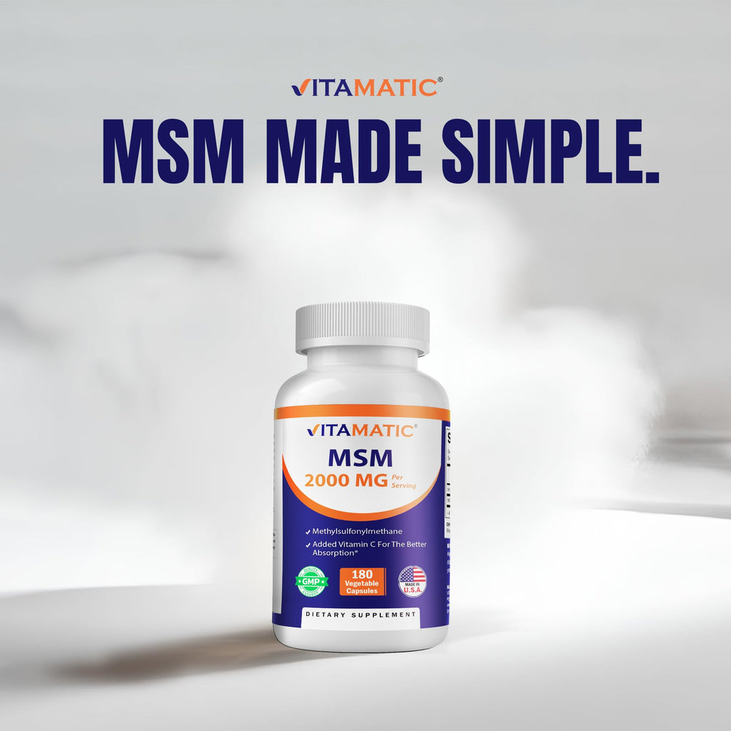 MSM 2000 mg with Vitamin C 180 Veg Capsules 2 Pack M726