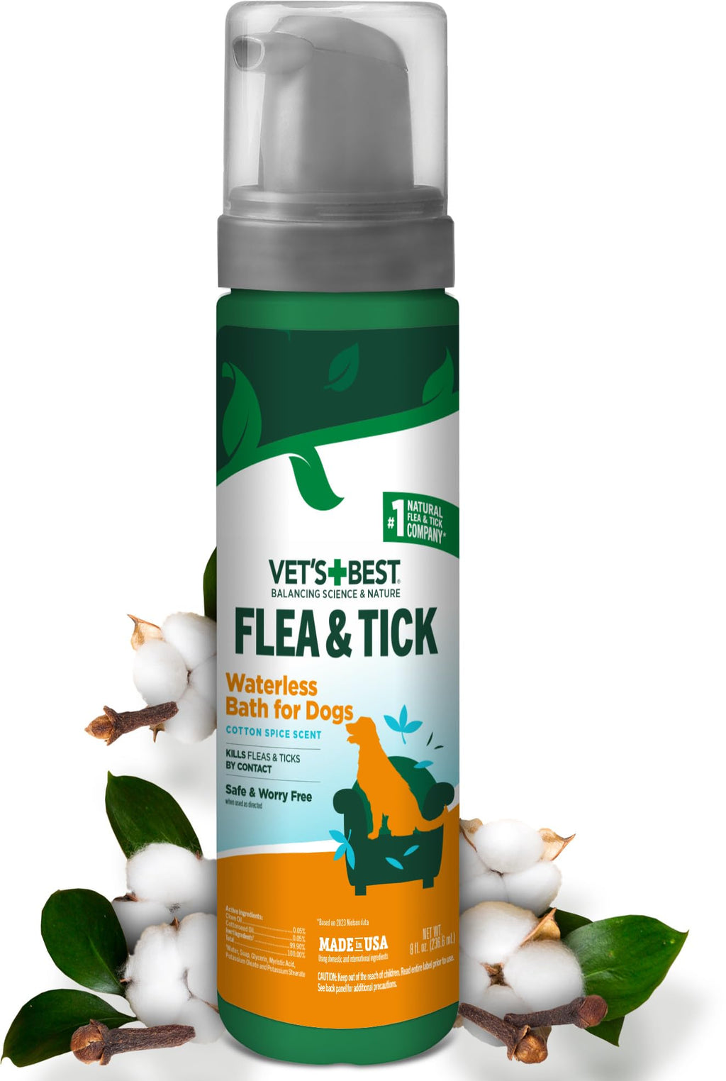 Waterless Flea & Tick Bath for Dogs 8 oz A95117