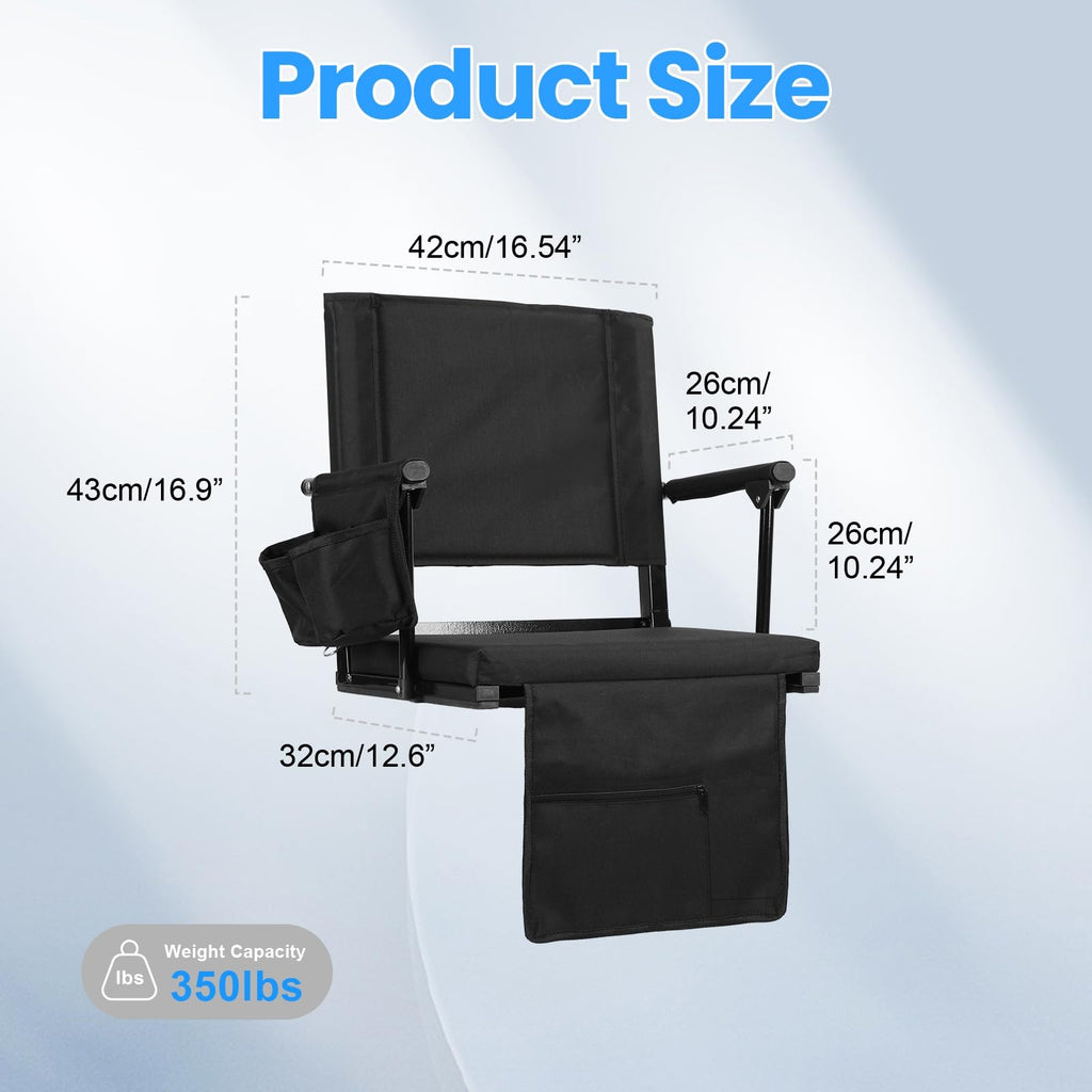 2-Pcs Folding Stadium Seat with Back Support & Cushion E815807