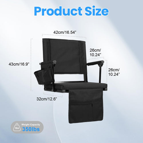 2-Pcs Folding Stadium Seat with Back Support & Cushion E815807