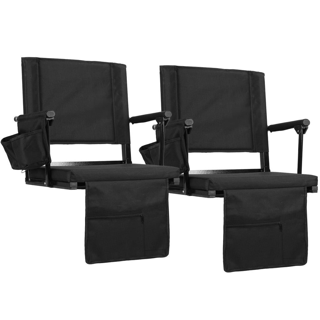 2-Pcs Folding Stadium Seat with Back Support & Cushion E815807