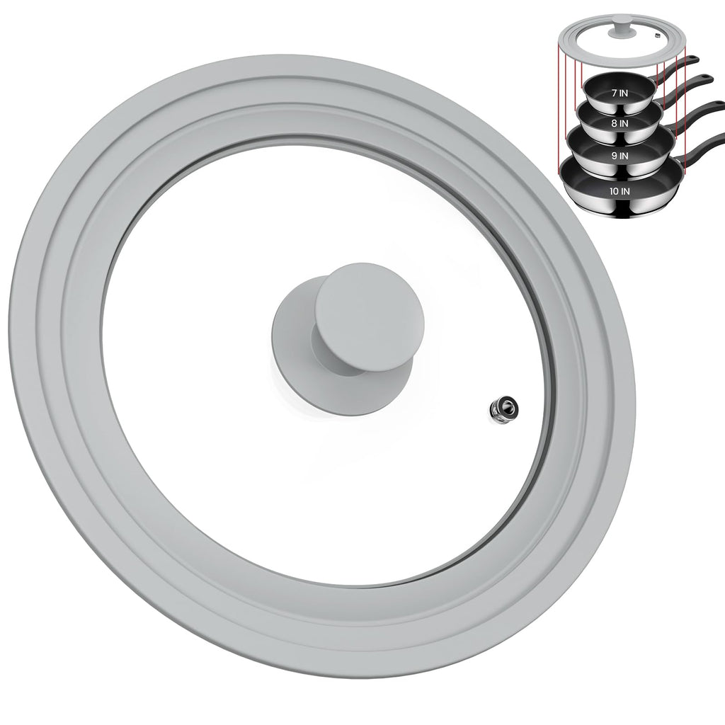 Tempered Glass Universal Lid with Silicone Rim Fits 8" 9" 9.5" Cookware N123520