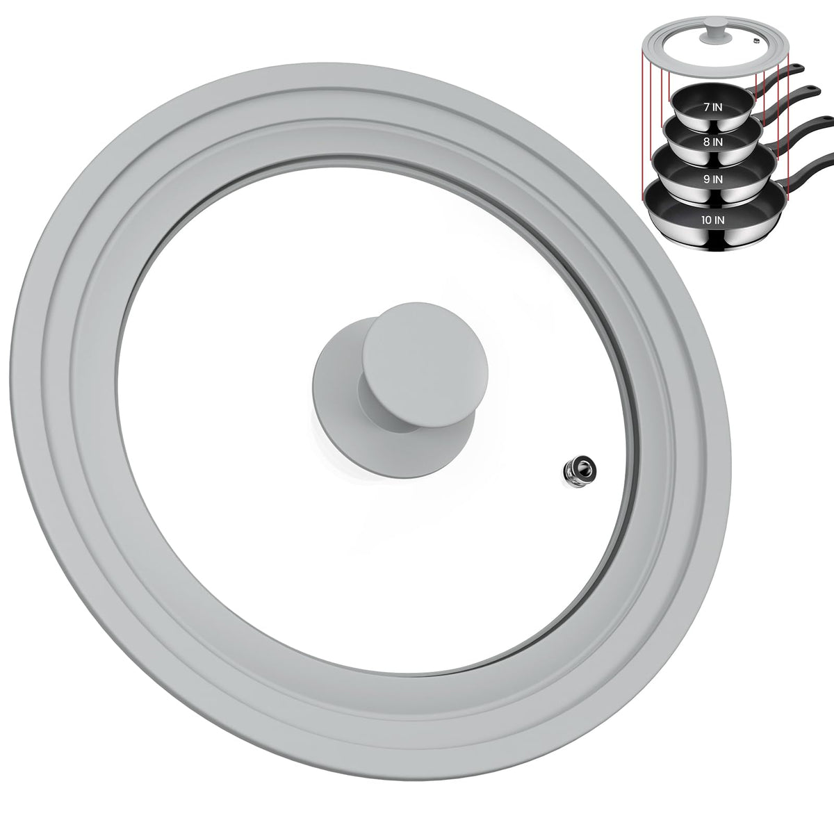 Tempered Glass Universal Lid with Silicone Rim Fits 8" 9" 9.5" Cookware N123520