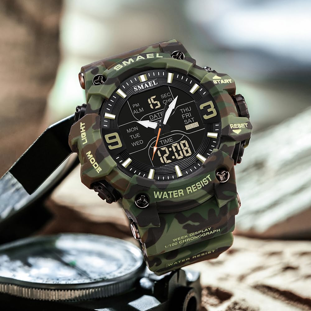 Men Tactical Analog Digital Sport Watch 50M LED L548249