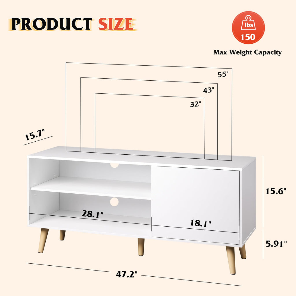 White TV Stand with Storage Cabinet P873