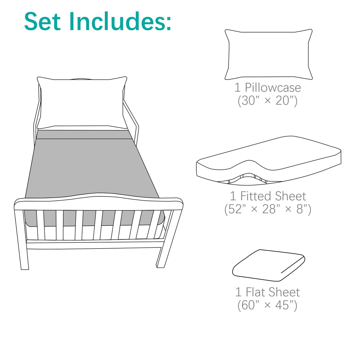 3-Piece Microfiber Toddler Sheet Set D53140