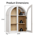 White Arched Wall Mount Bathroom Cabinet with Glass Doors S227