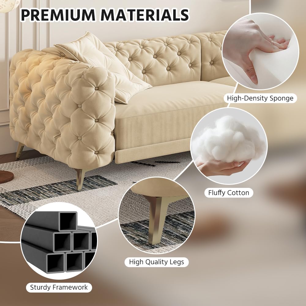 Velvet 3-in-1 Convertible Sleeper Sofa with Movable Ottoman P92958