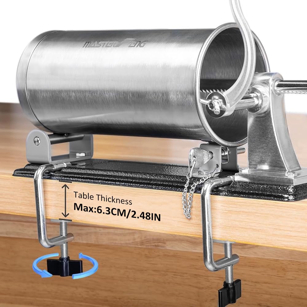 6 LBS Stainless Steel Sausage Stuffer with 4 Funnels K8336