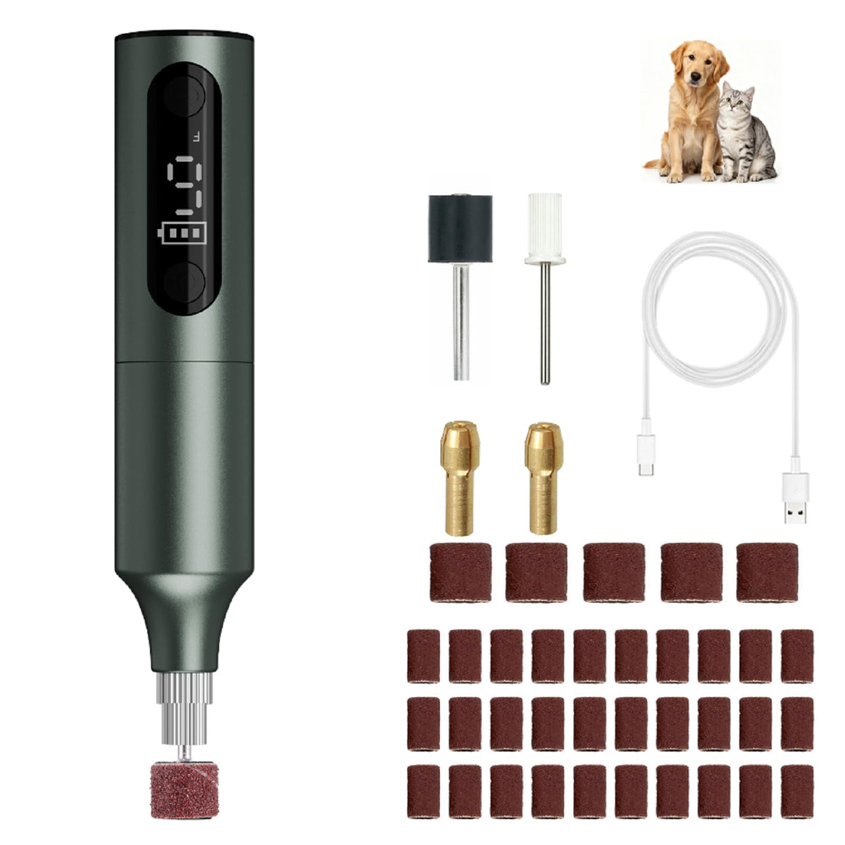 Rechargeable 9-Speed Adjustable Ultra Quiet Electric Dog Nail Grinder A4500