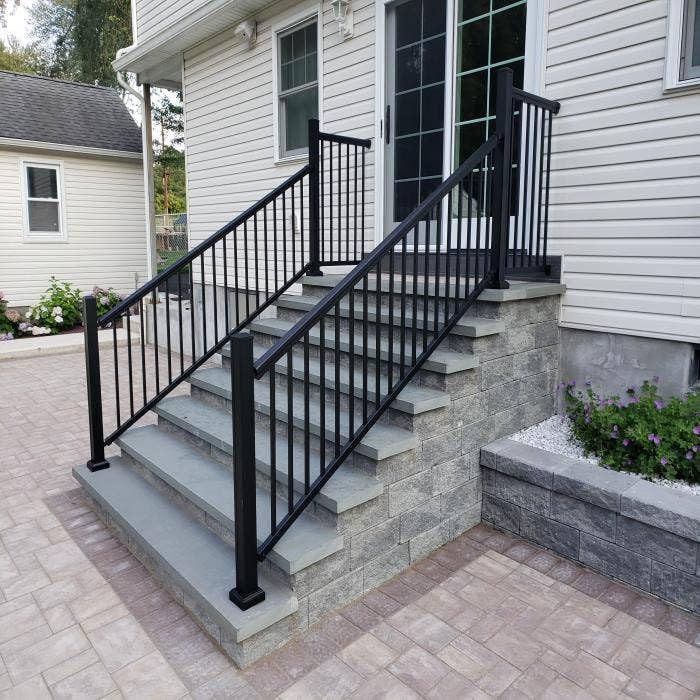 Aluminum Railing Kit for Deck Stairs Textured Black 36 x 72 Inch Y5423